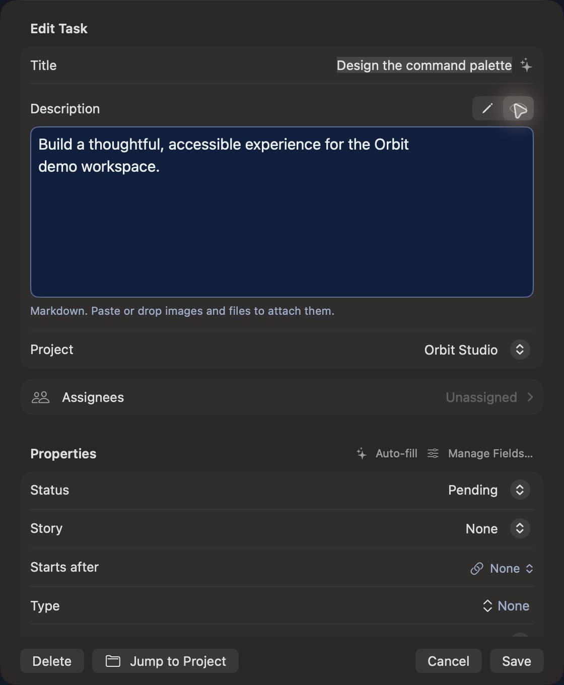 Task details in RxCode for macOS, using fictional demo data